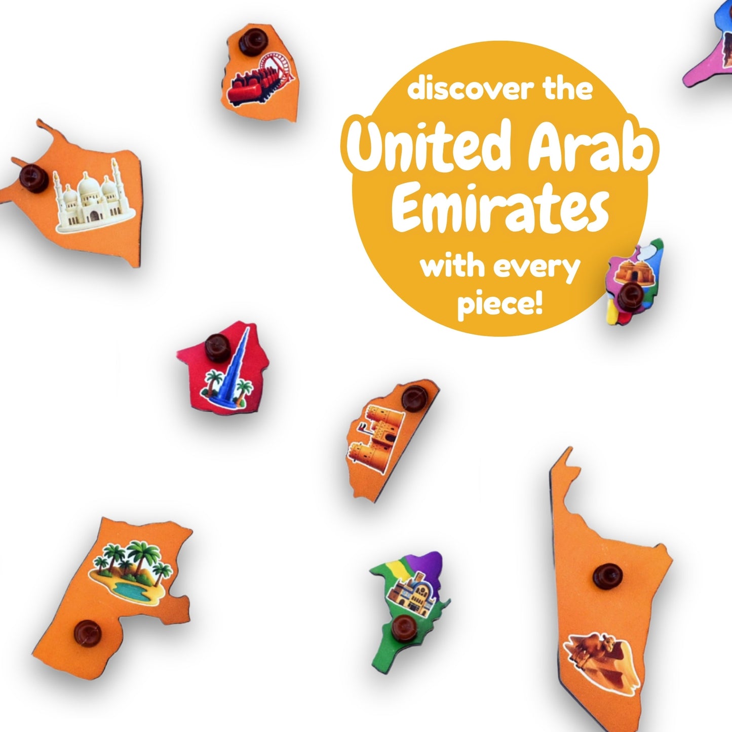 UAE Map Wooden Peg Puzzle